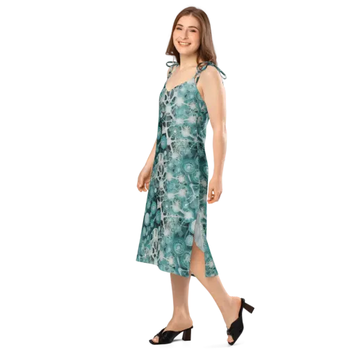 Aqua Neural Bloom on a Slip Dress