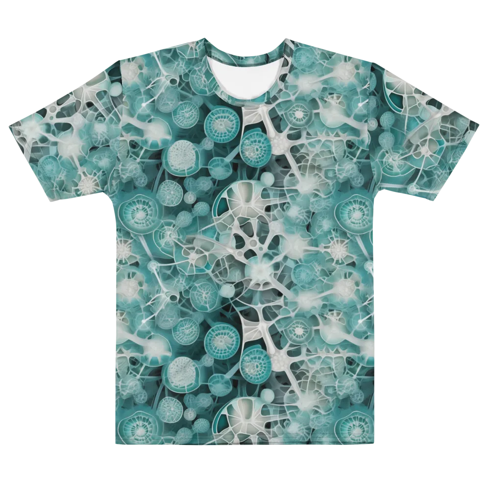 Aqua Neural Bloom on Men's Cotton Crew Neck T-Shirt — Front