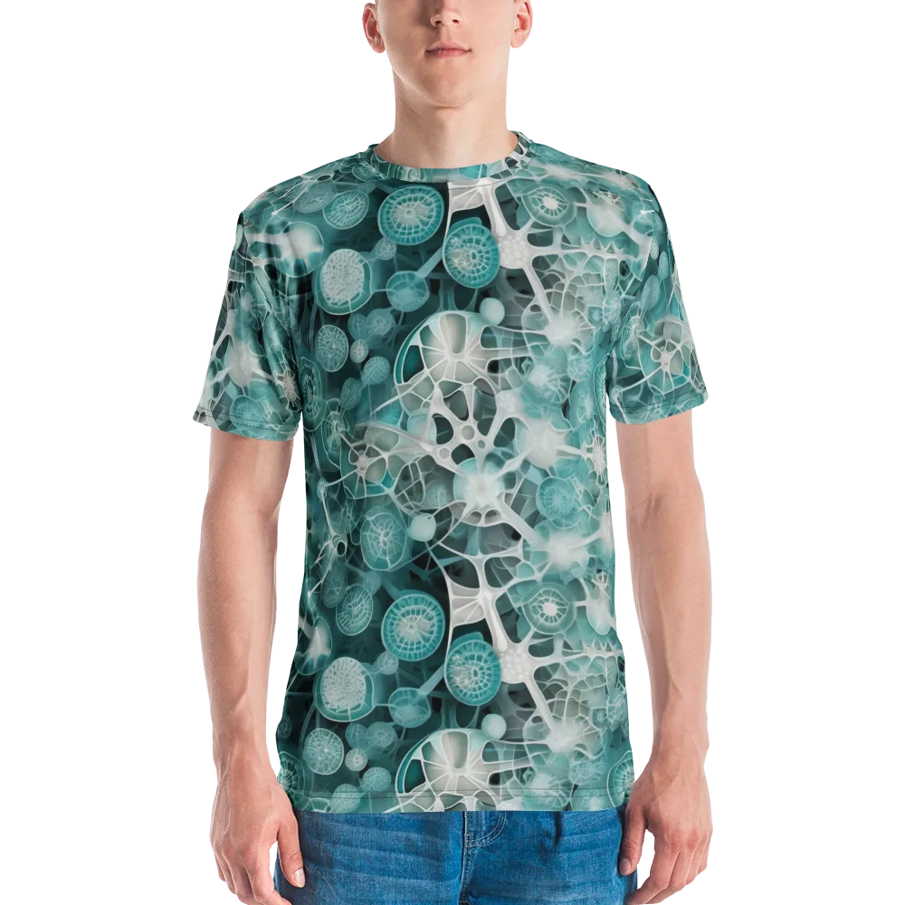 Aqua Neural Bloom on Men's Crew Neck T-Shirt — Front