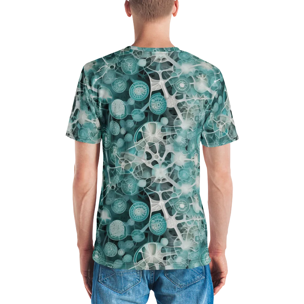 Aqua Neural Bloom on Men's Crew Neck T-Shirt — Back