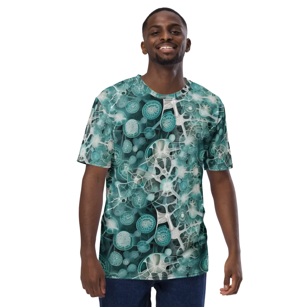 Aqua Neural Bloom on Men's Crew Neck T-Shirt — Front