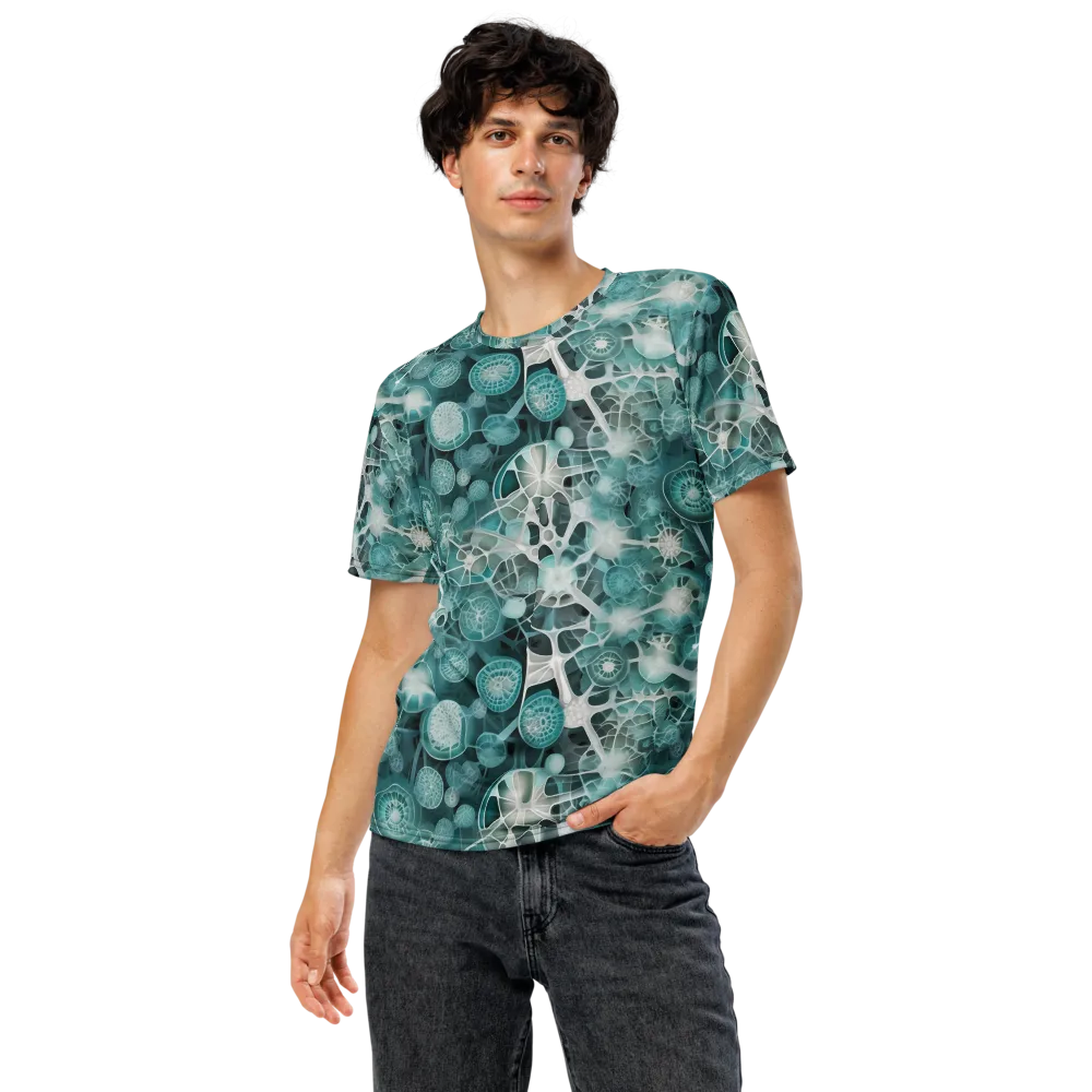 Aqua Neural Bloom on Men's Crew Neck T-Shirt — Front