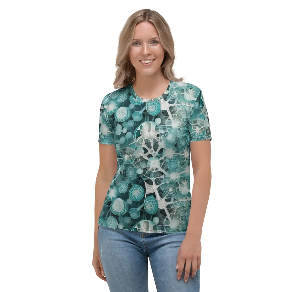 Aqua Neural Bloom on Women's Crew Neck T-Shirt — Front