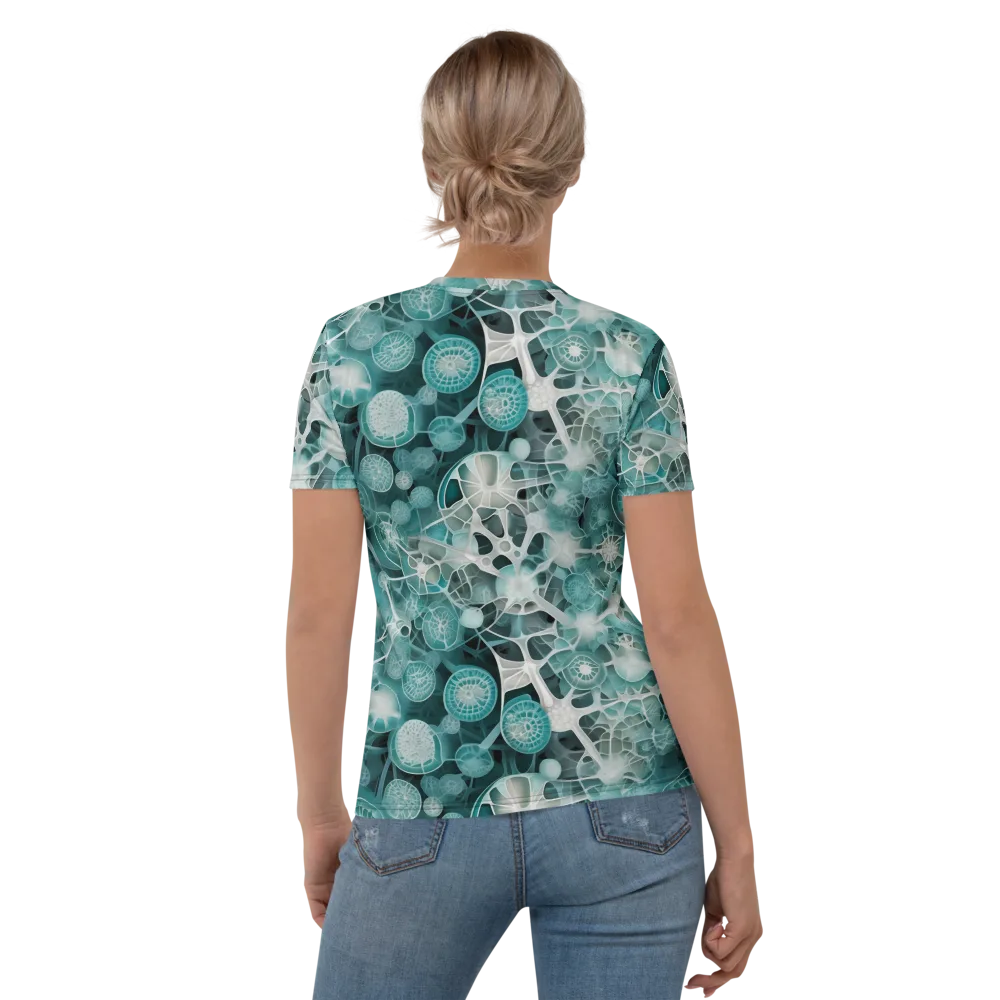 Aqua Neural Bloom on Women's Crew Neck T-Shirt — Back