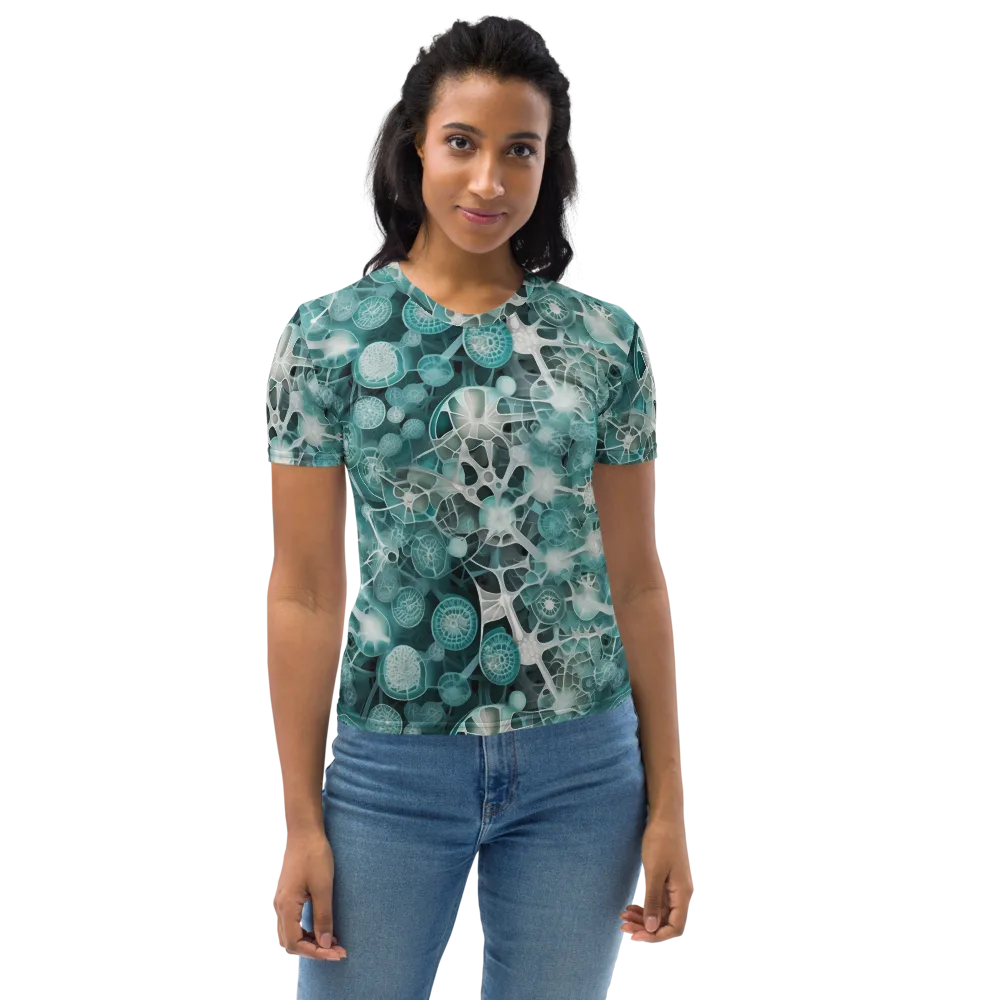Aqua Neural Bloom on Women's Crew Neck T-Shirt — Front