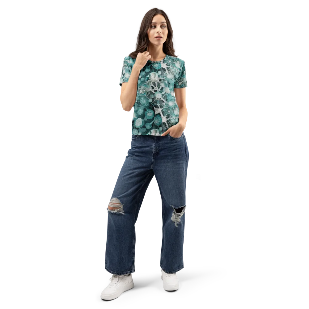 Aqua Neural Bloom on Women's Crew Neck T-Shirt — Front