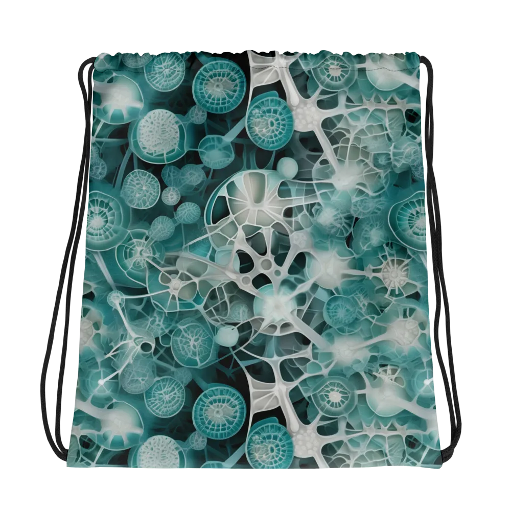 Aqua Neural Bloom on Drawstring Bag — Photo
