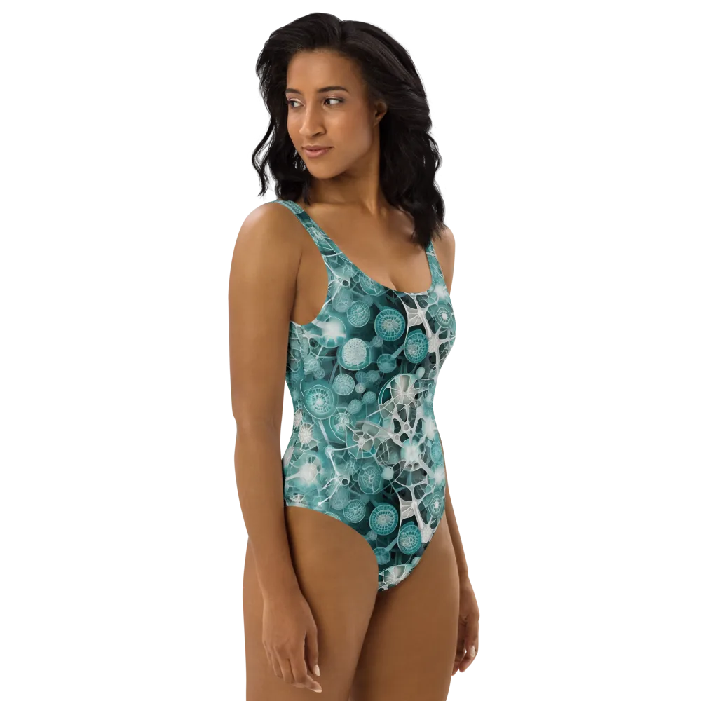 Aqua Neural Bloom on One-Piece Swimsuit — Right