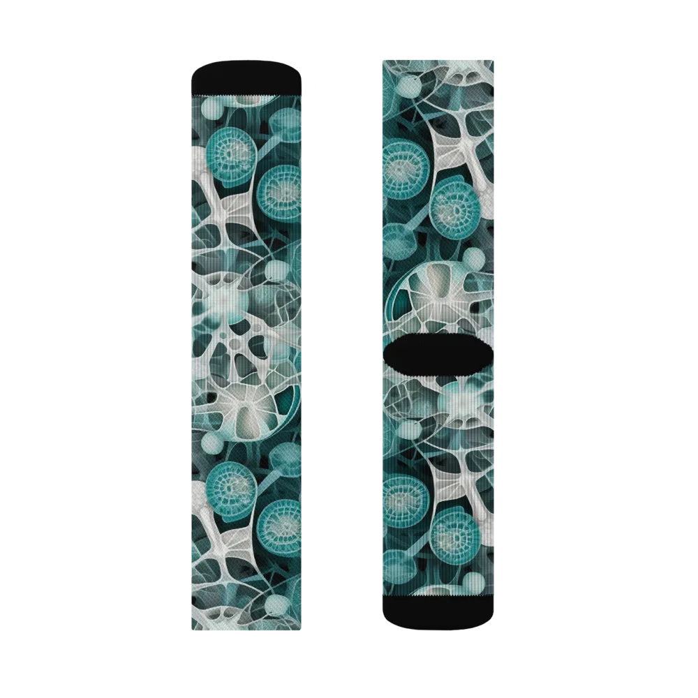 Aqua Neural Bloom on Socks — Right Sock