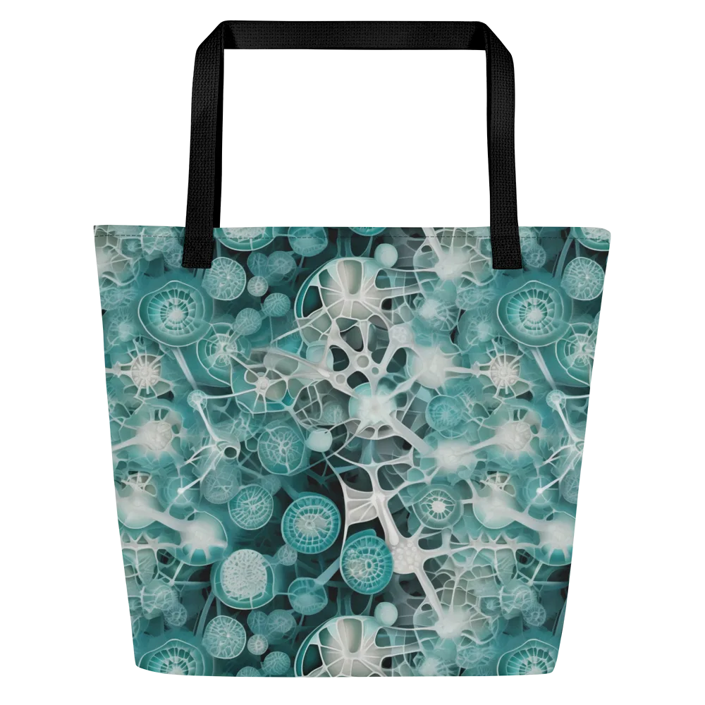 Aqua Neural Bloom on Large Tote Bag W/ Pocket — Front