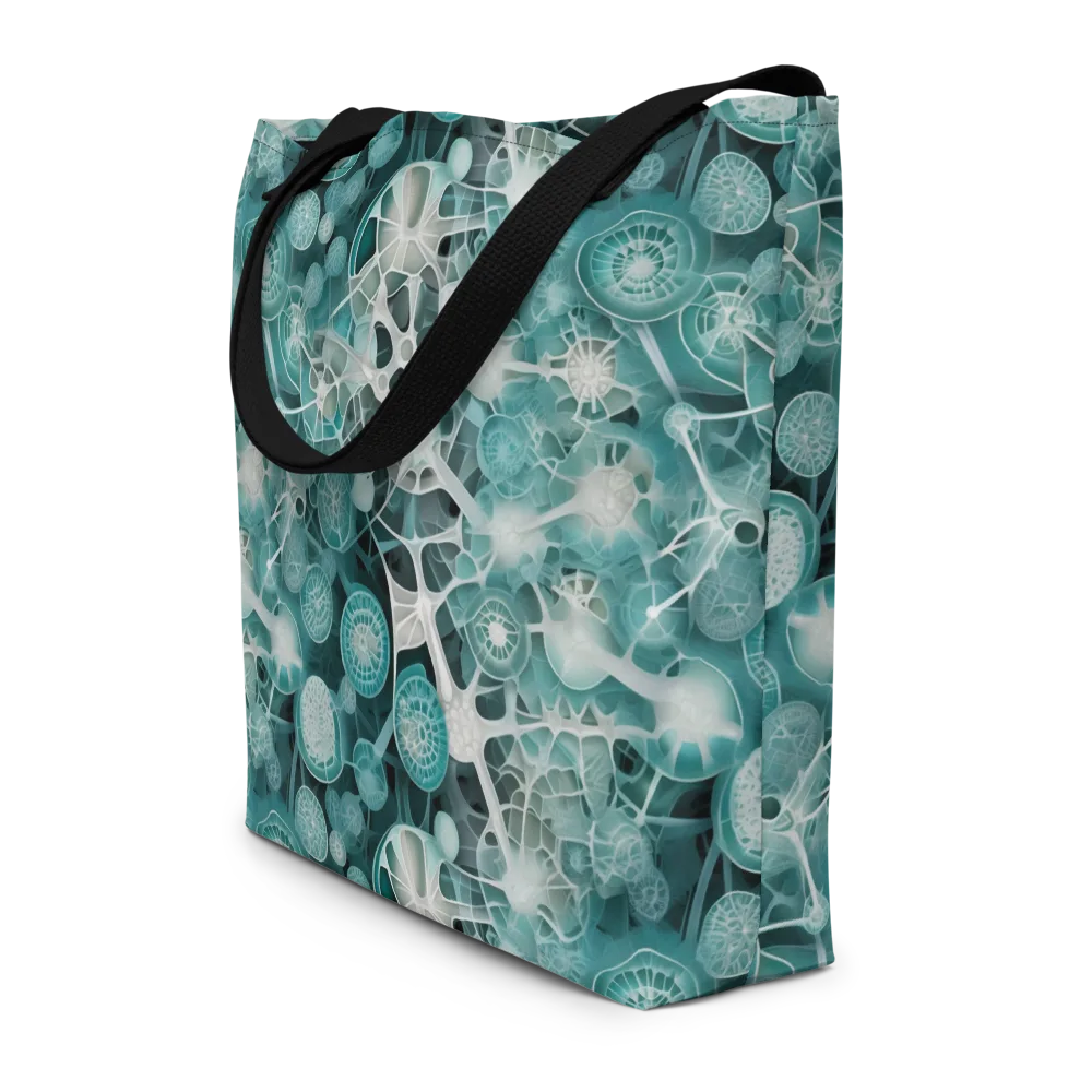 Aqua Neural Bloom on Large Tote Bag W/ Pocket — Front