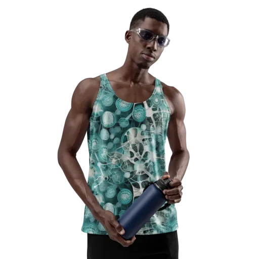Aqua Neural Bloom on a Men's Tank Top