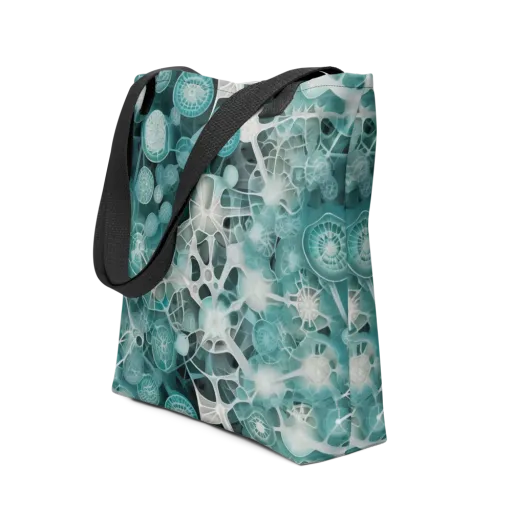 Aqua Neural Bloom on a Tote Bag