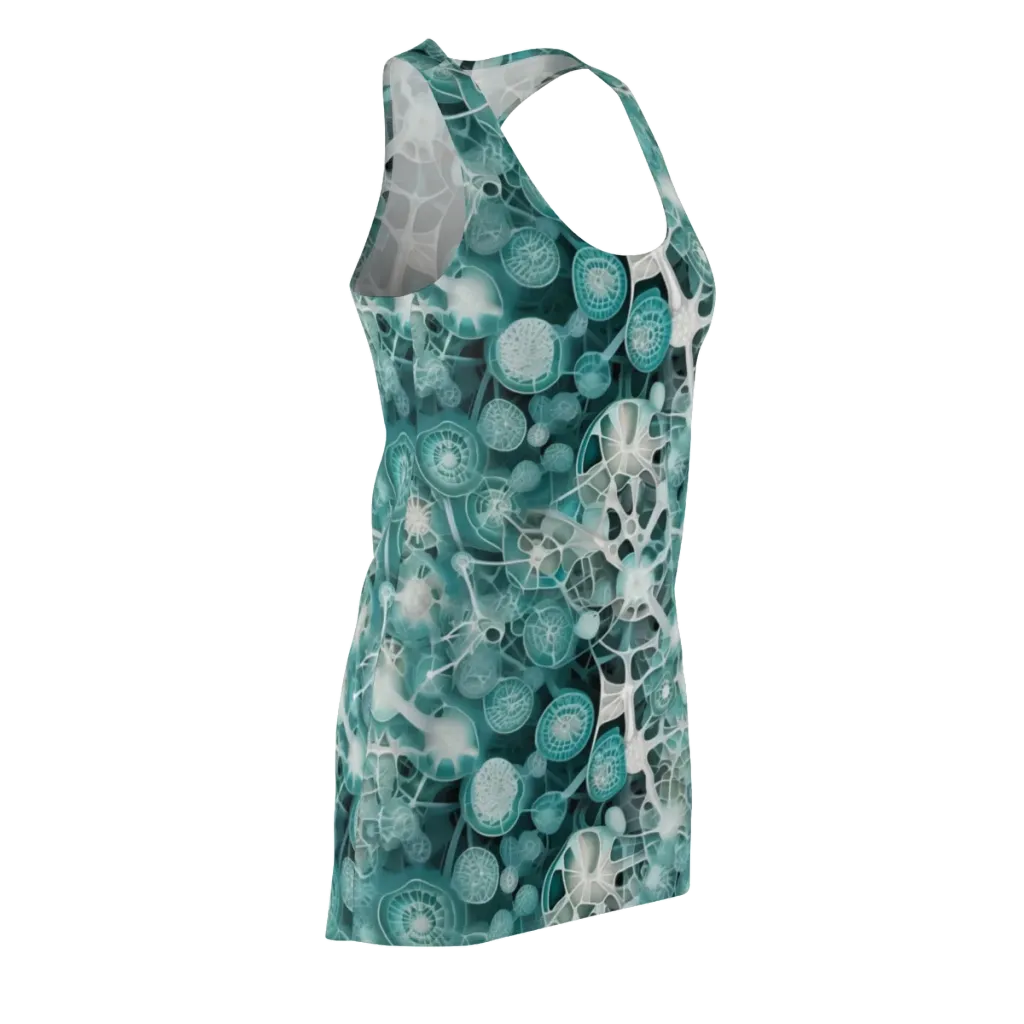 Aqua Neural Bloom on Racerback Dress — Front Side