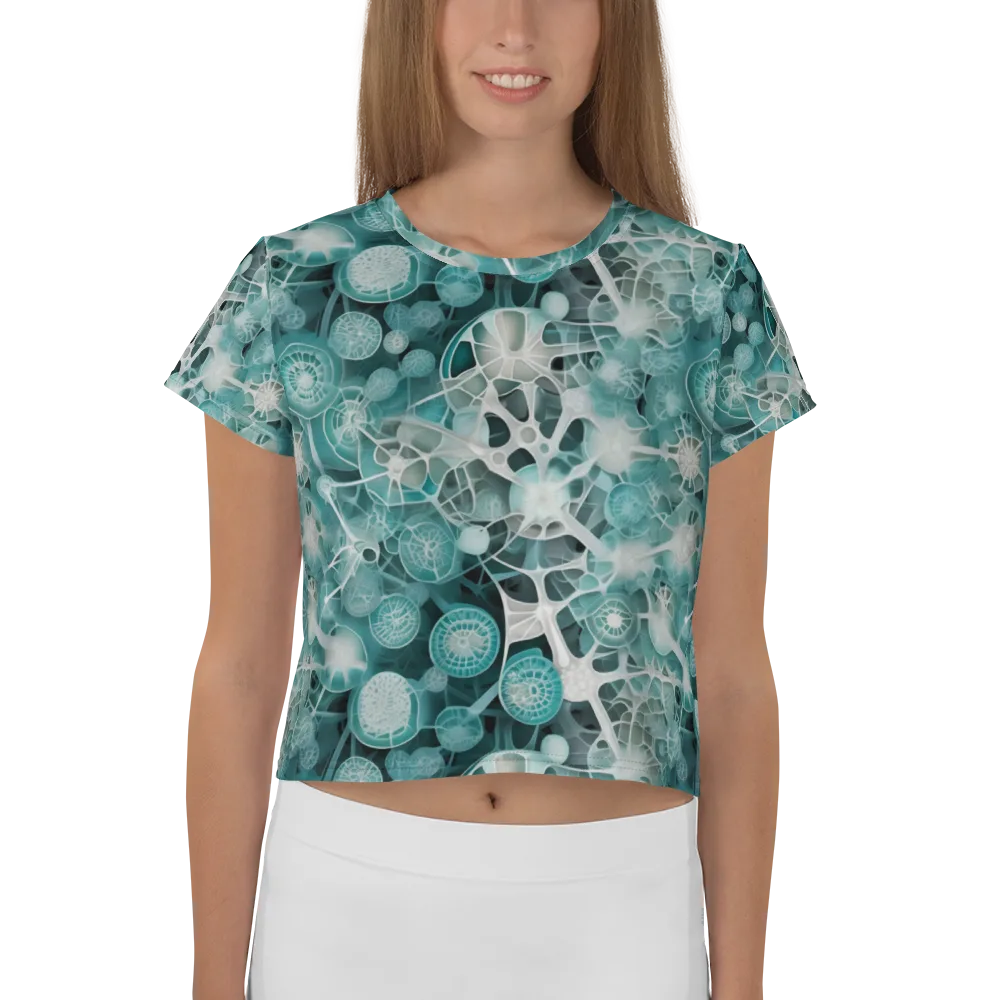 Aqua Neural Bloom on Crop Tee — Front