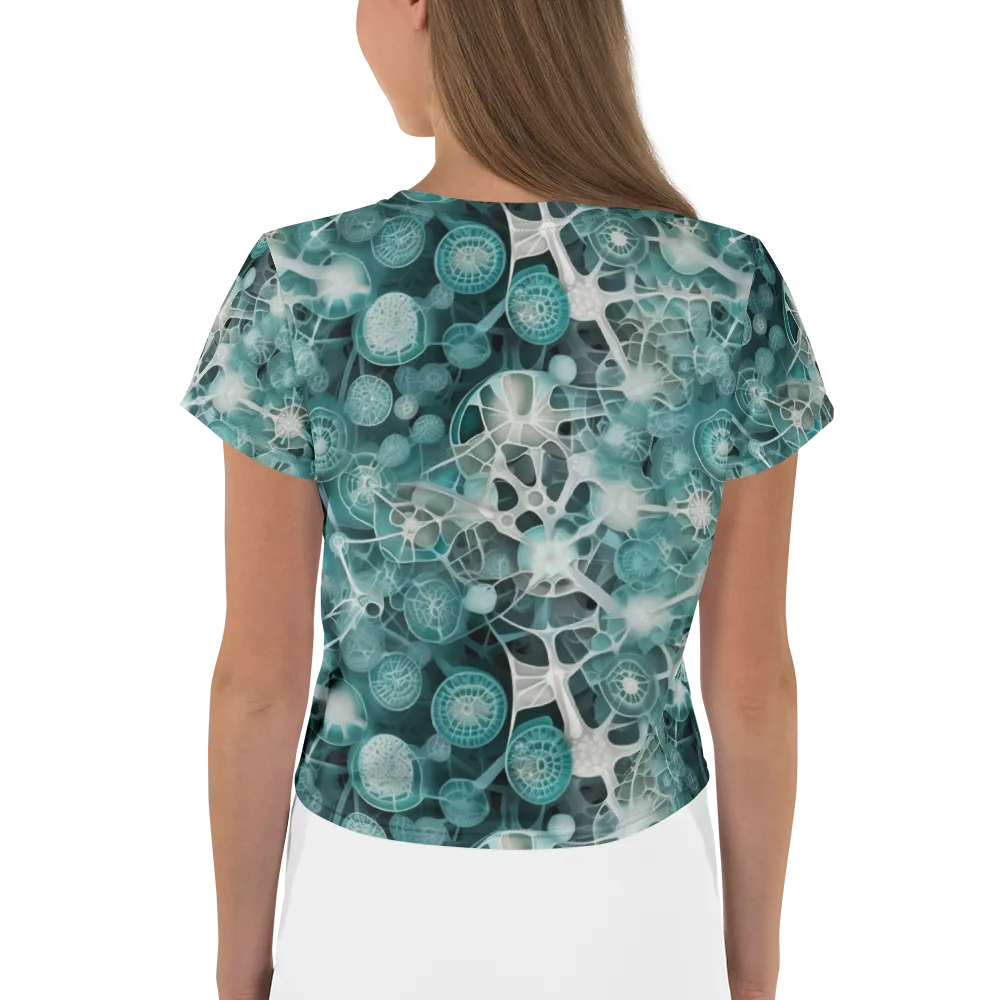 Aqua Neural Bloom on Crop Tee — Back