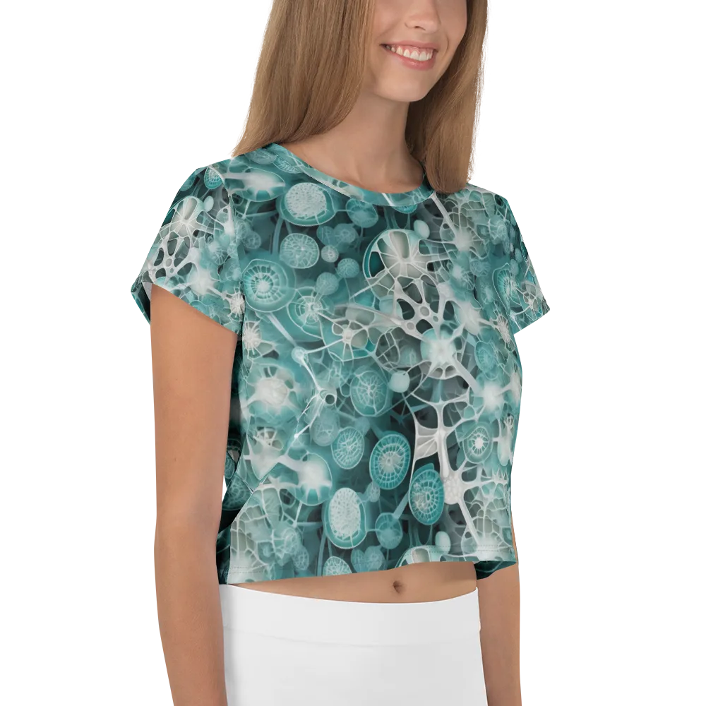 Aqua Neural Bloom on Crop Tee — Right