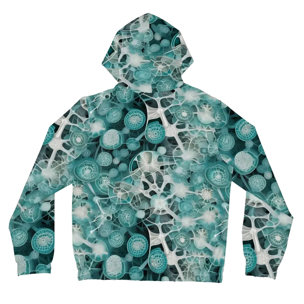 Aqua Neural Bloom on Women's Full-Zip Hoodie — Back