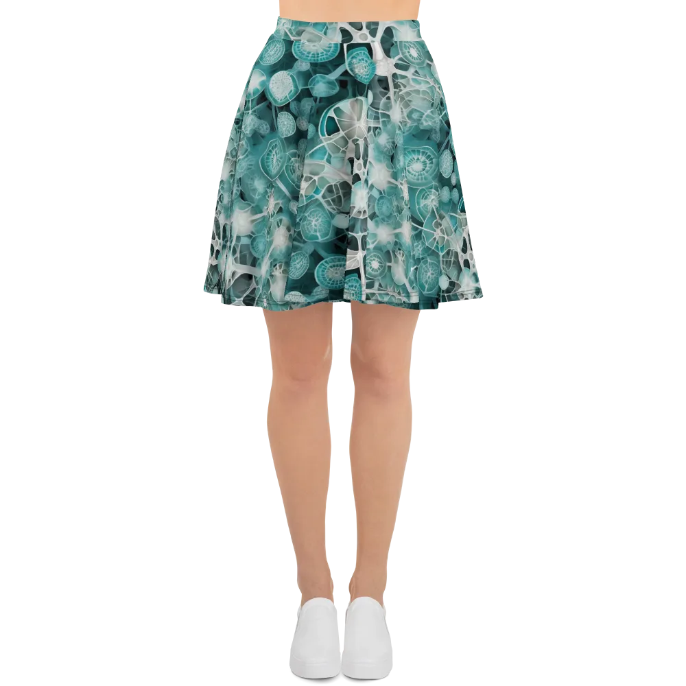 Aqua Neural Bloom on Skater Skirt — Front