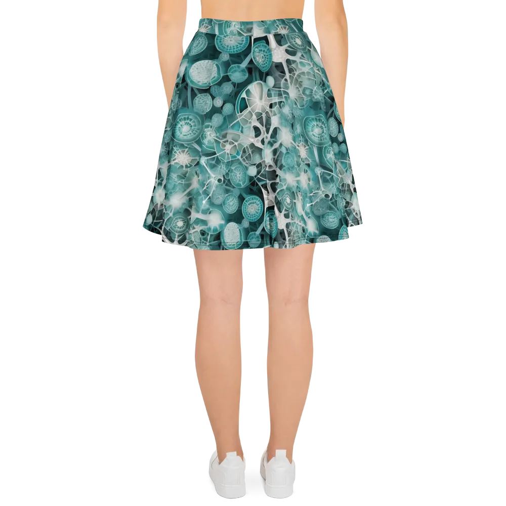 Aqua Neural Bloom on Skater Skirt — Back