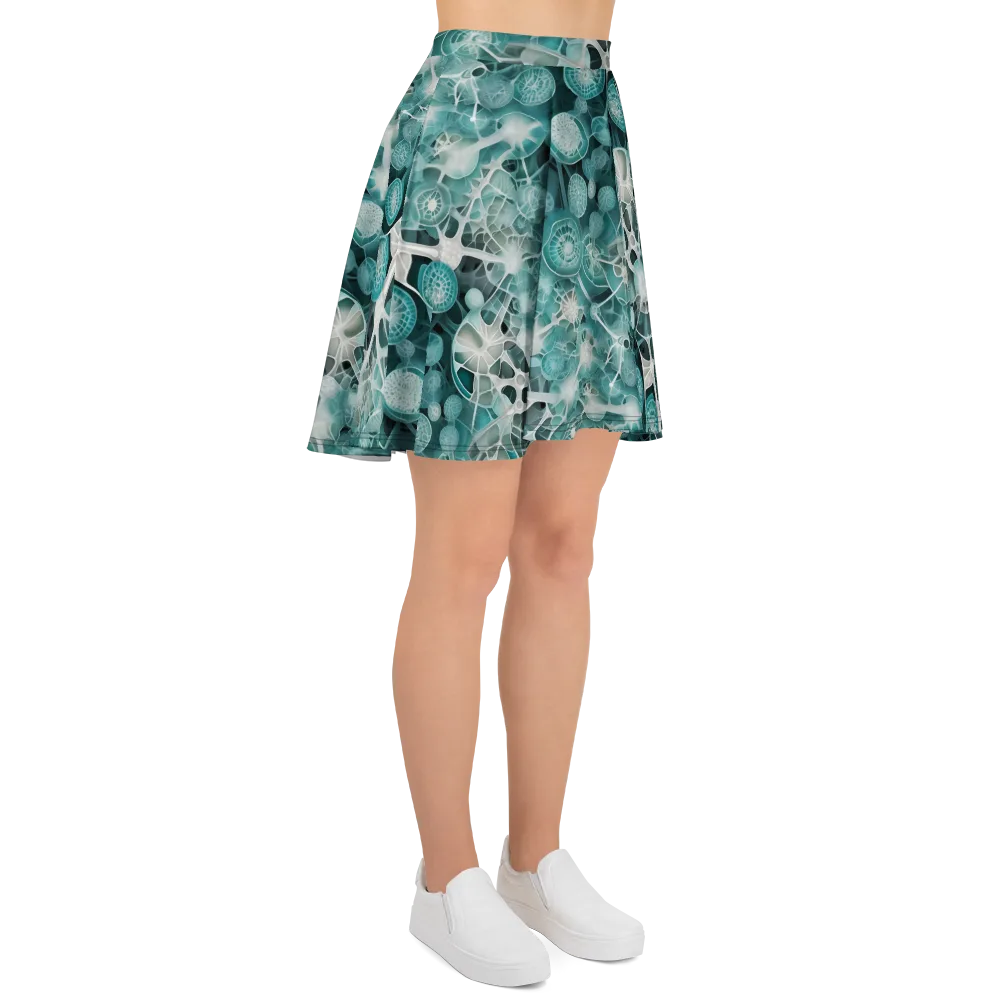 Aqua Neural Bloom on Skater Skirt — Right