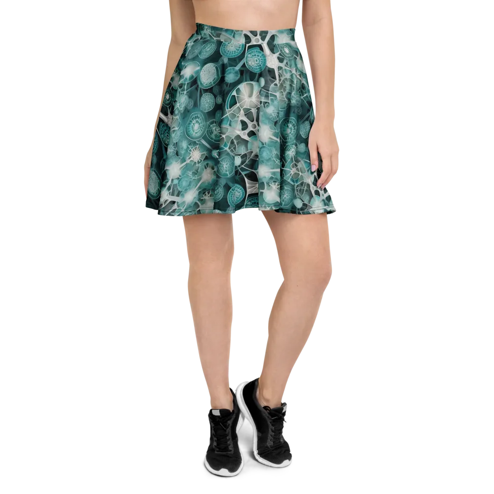 Aqua Neural Bloom on Skater Skirt — Front