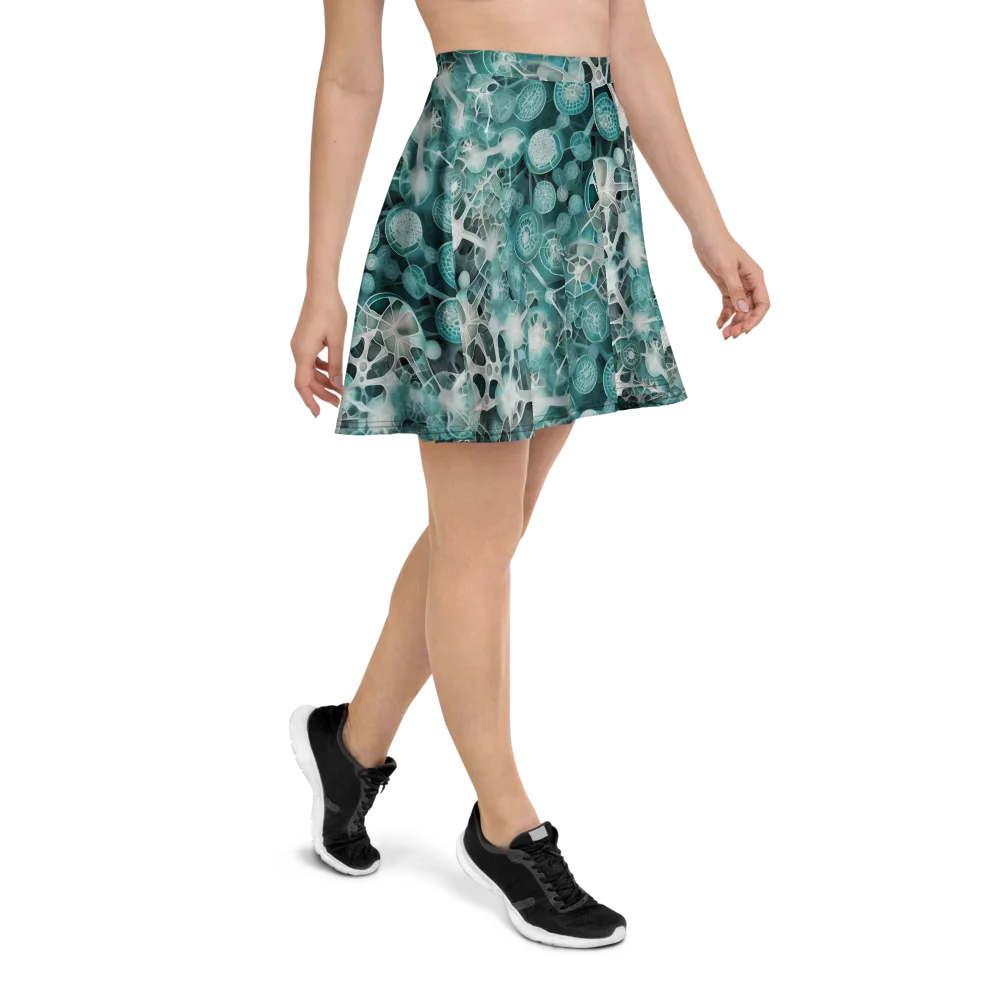 Aqua Neural Bloom on Skater Skirt — Right