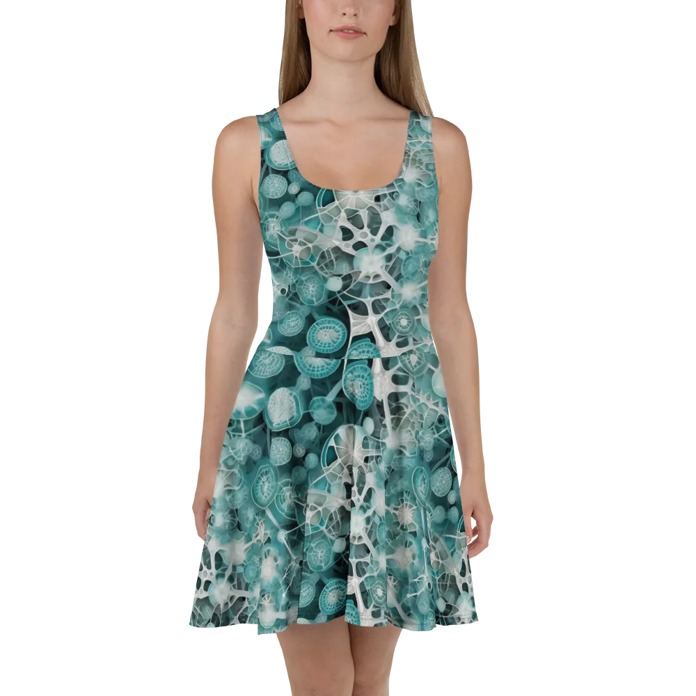 Aqua Neural Bloom on Skater Dress — Front