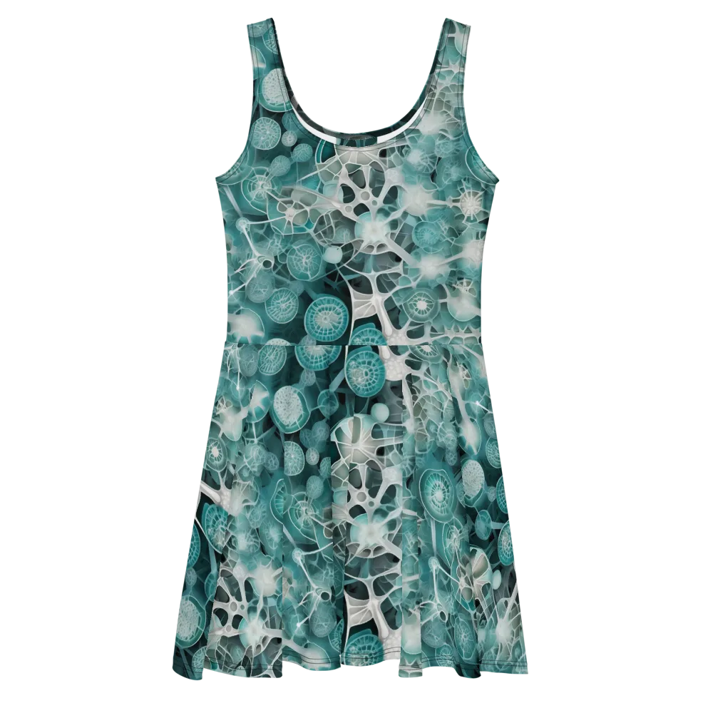 Aqua Neural Bloom on Skater Dress — Front