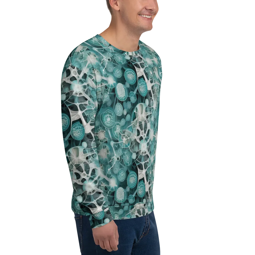 Aqua Neural Bloom on Sweatshirt — Right Front