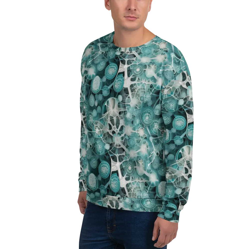 Aqua Neural Bloom on Sweatshirt — Left Front