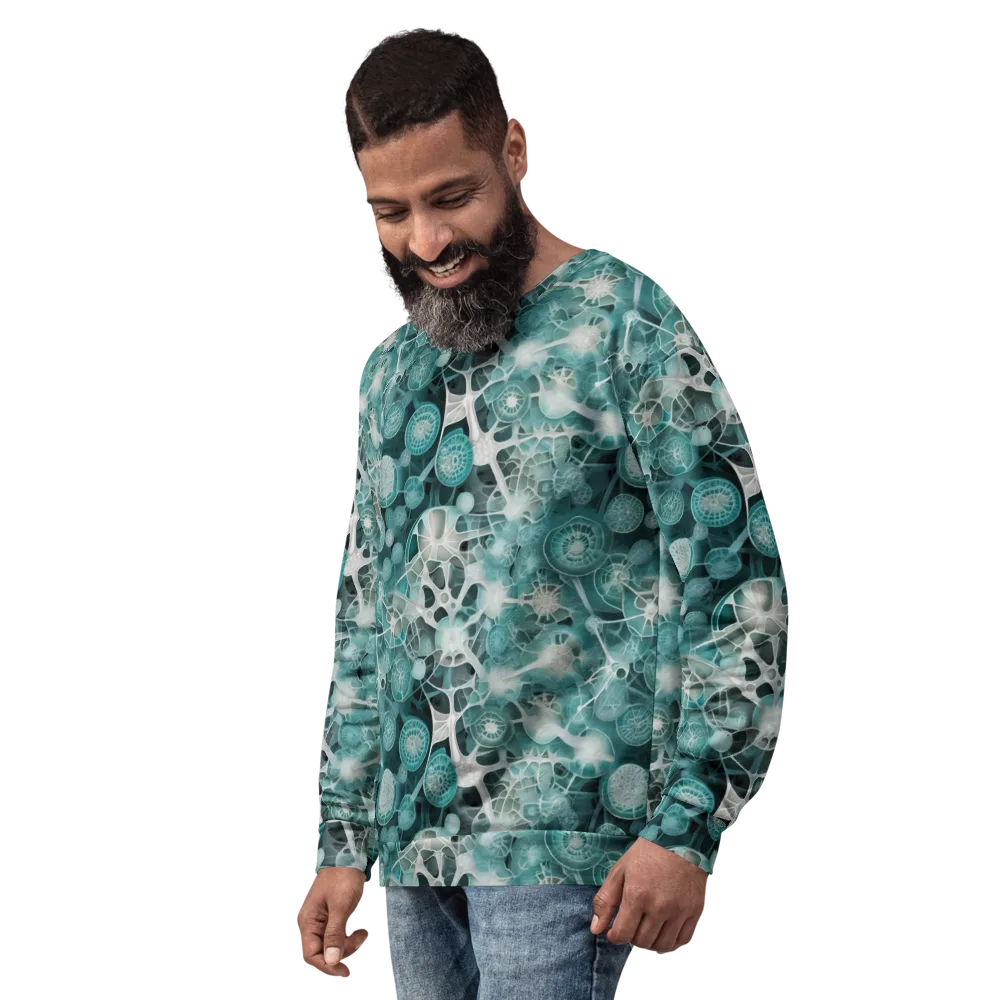 Aqua Neural Bloom on Sweatshirt — Left Front