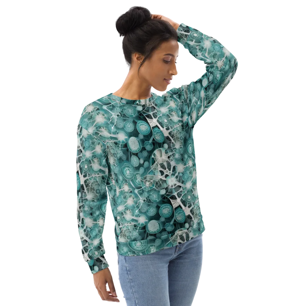 Aqua Neural Bloom on Sweatshirt — Right Front