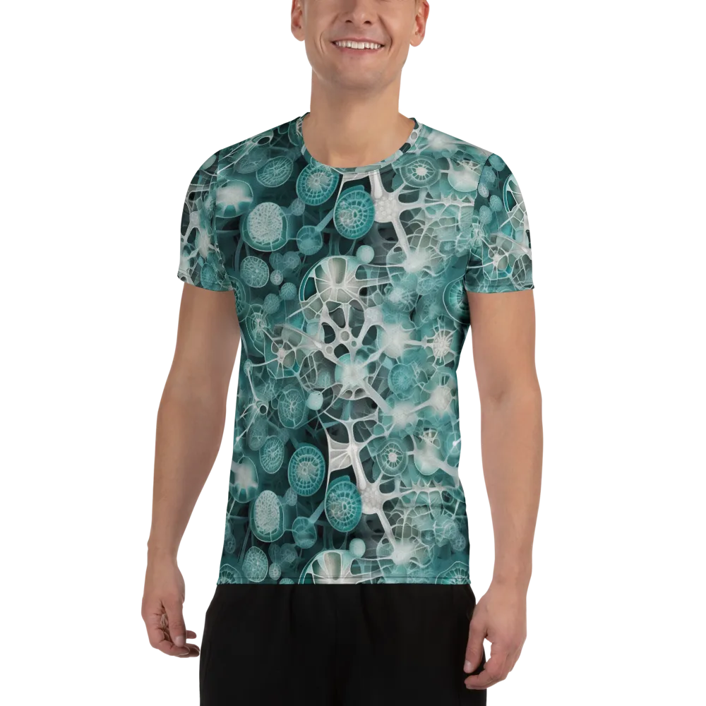 Aqua Neural Bloom on Men's Athletic T-Shirt — Front