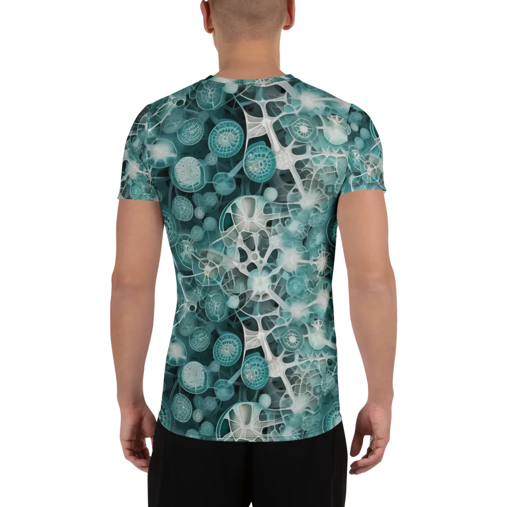 Aqua Neural Bloom on Men's Athletic T-Shirt — Back