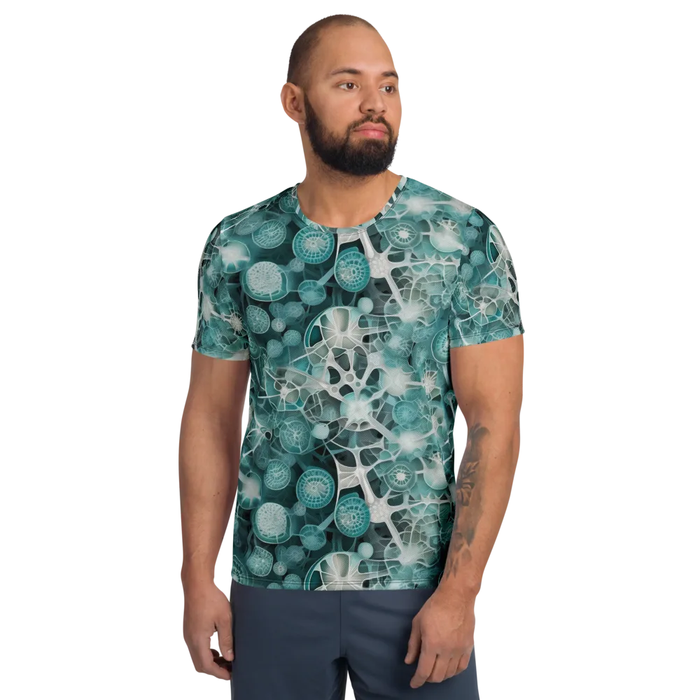Aqua Neural Bloom on Men's Athletic T-Shirt — Front