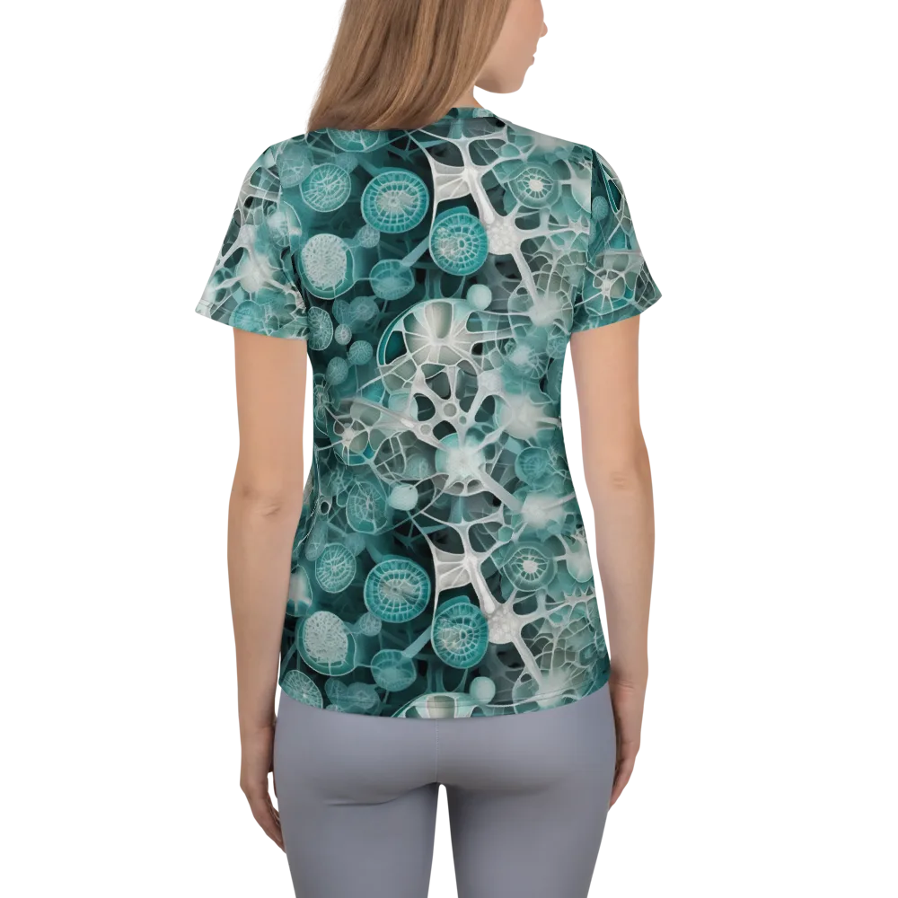 Aqua Neural Bloom on Women's Athletic T-Shirt — Back
