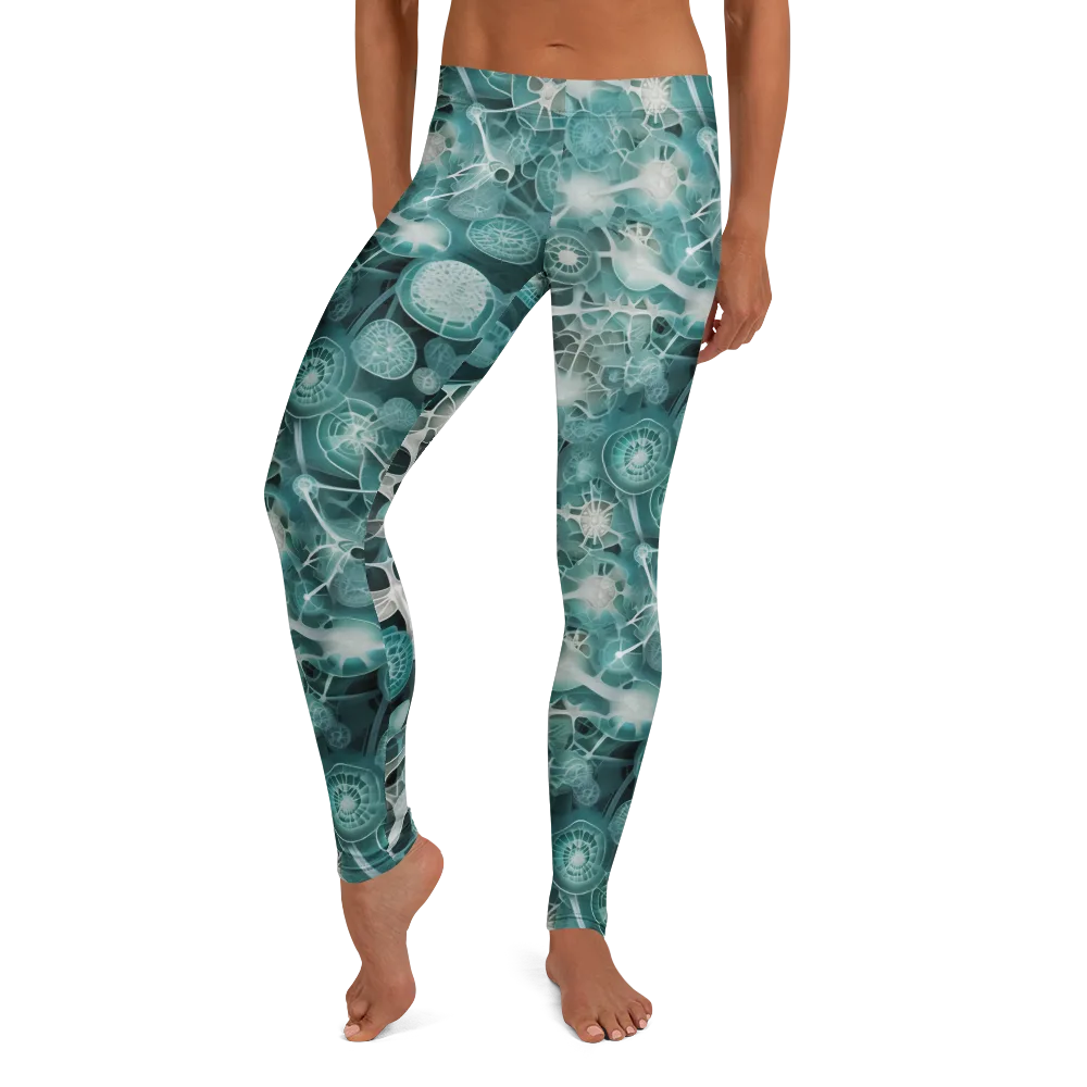 Aqua Neural Bloom on Leggings — Front