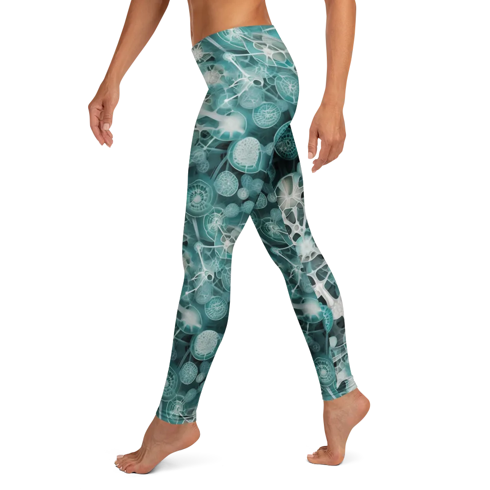 Aqua Neural Bloom on Leggings — Left