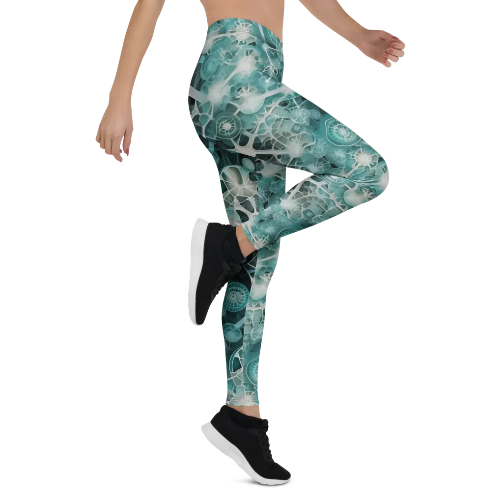 Aqua Neural Bloom on Leggings — Right