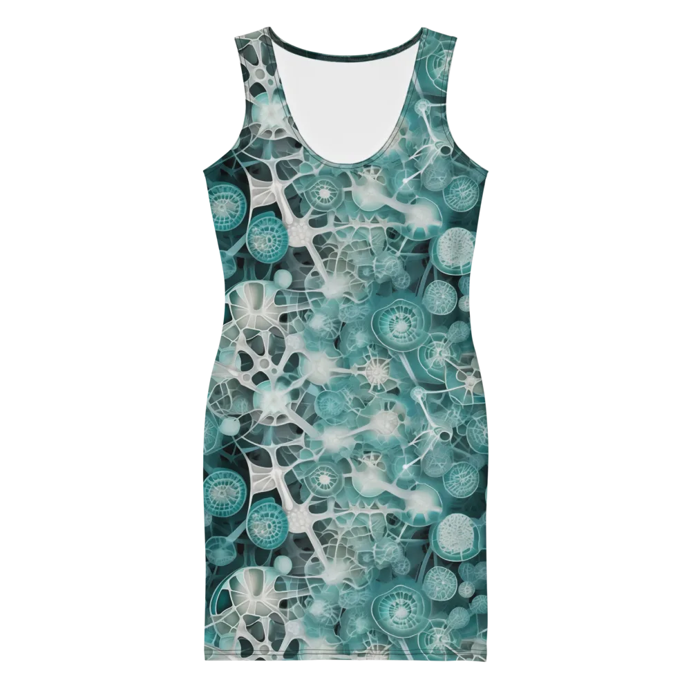 Aqua Neural Bloom on Bodycon Dress — Front