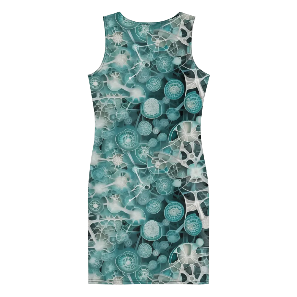 Aqua Neural Bloom on Bodycon Dress — Back