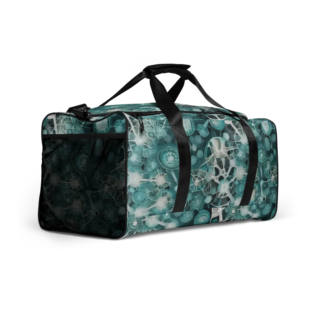 Aqua Neural Bloom on Duffle Bag — Right Front