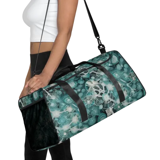 Aqua Neural Bloom on a Duffle Bag