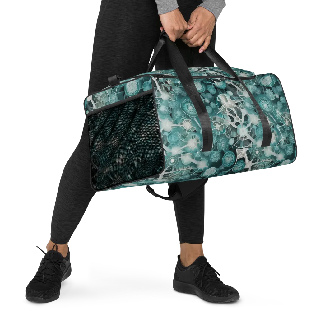 Aqua Neural Bloom on Duffle Bag — Right Front