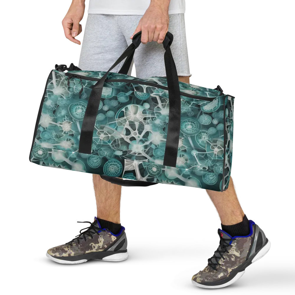 Aqua Neural Bloom on Duffle Bag — Front