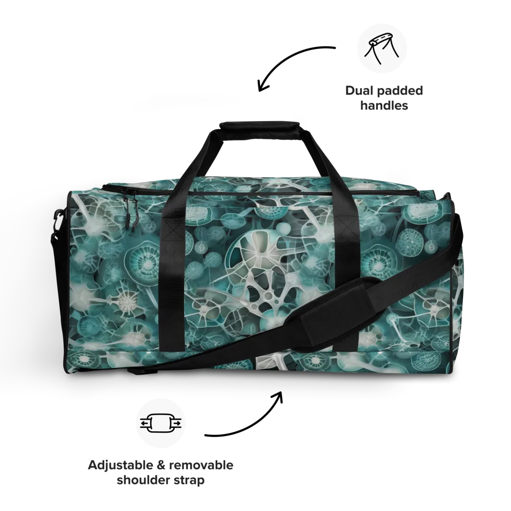 Aqua Neural Bloom on Duffle Bag — Front