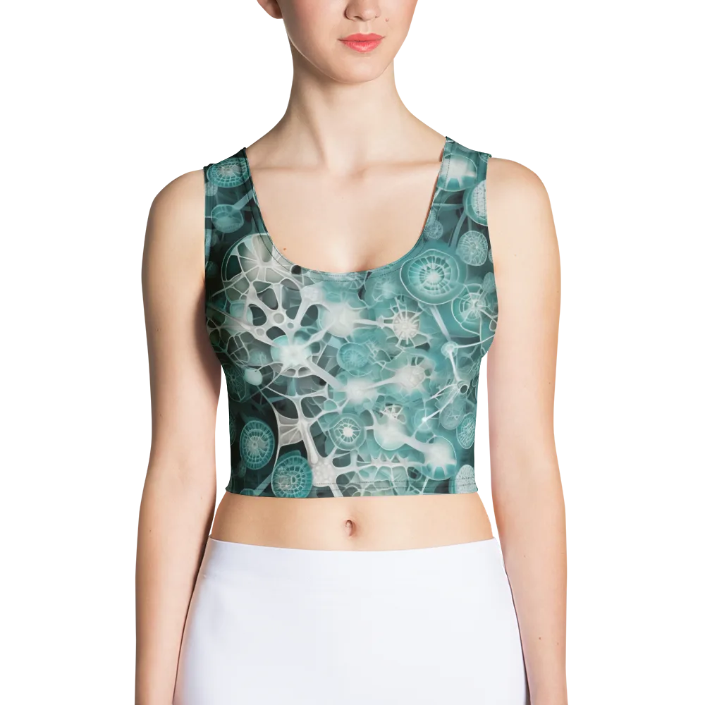 Aqua Neural Bloom on Crop Top — Front
