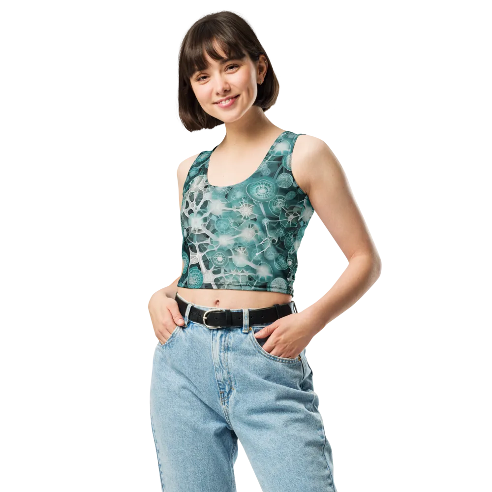 Aqua Neural Bloom on Crop Top — Front