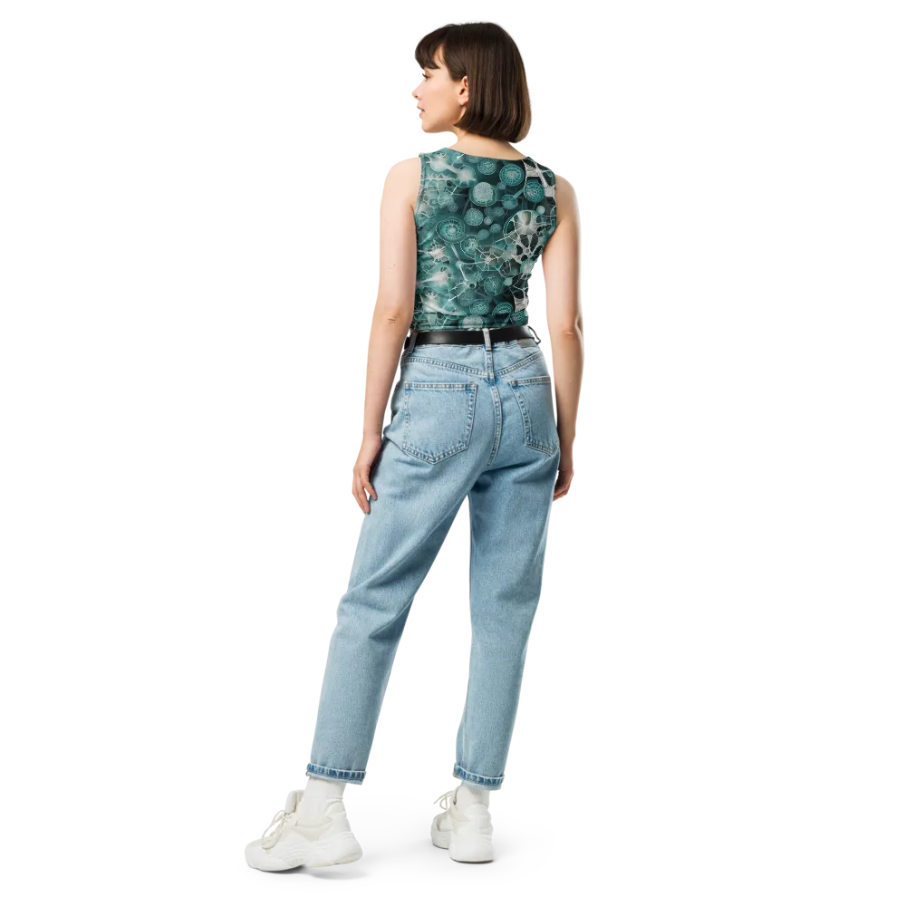 Aqua Neural Bloom on Crop Top — Back